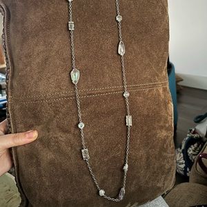 Kendra Scott Brand New Quartz Glass Gem Station Necklace Silvertone NWT